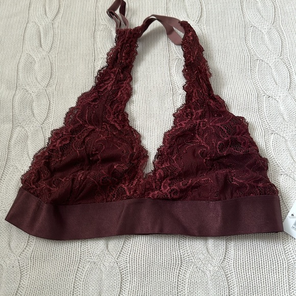 Urban Outfitters Halter Lace Bralette | Raspberry Burgundy | Size L - Picture 3 of 8